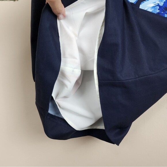 Anthropologie Maeve Sheath Floral Dress Blue Off White Navy Cotton Stretch 6P - Picture 13 of 13
